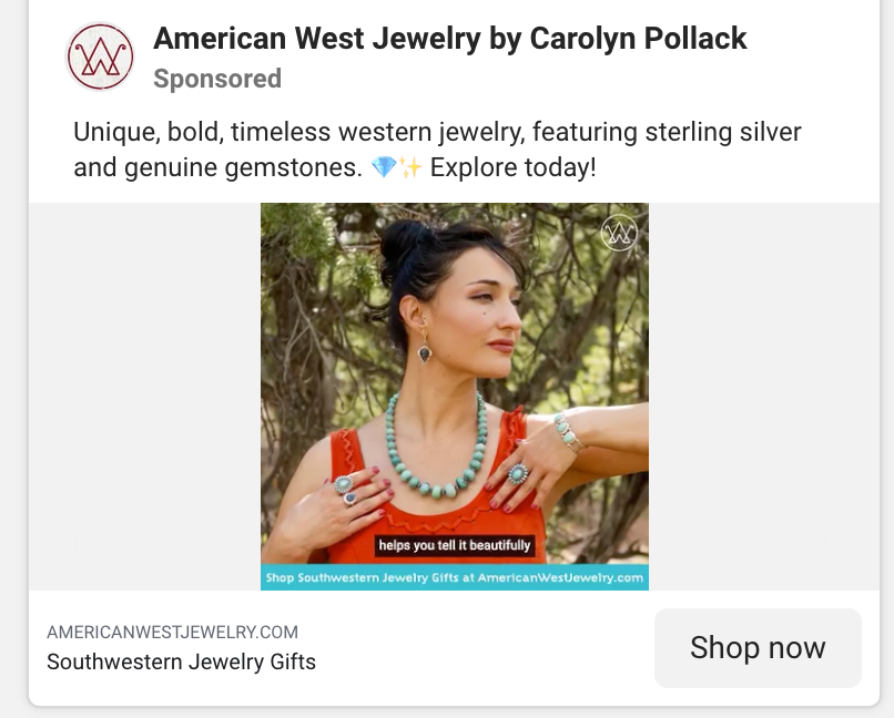 American West Jewelry by Carolyn Pollack’s slideshow ad
