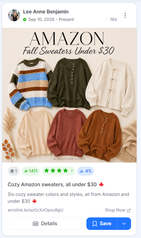 Amazon fall sweater collage showing six options grouped under a $30 price ceiling.