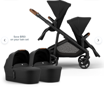 A carousel page advertising a stroller set for twins.