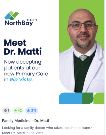 A family medicine ad, showing a doctor on a poster. 